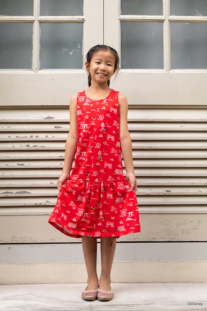 Sleeveless Dress Red Island Mickey Disney x elly The Elly Store