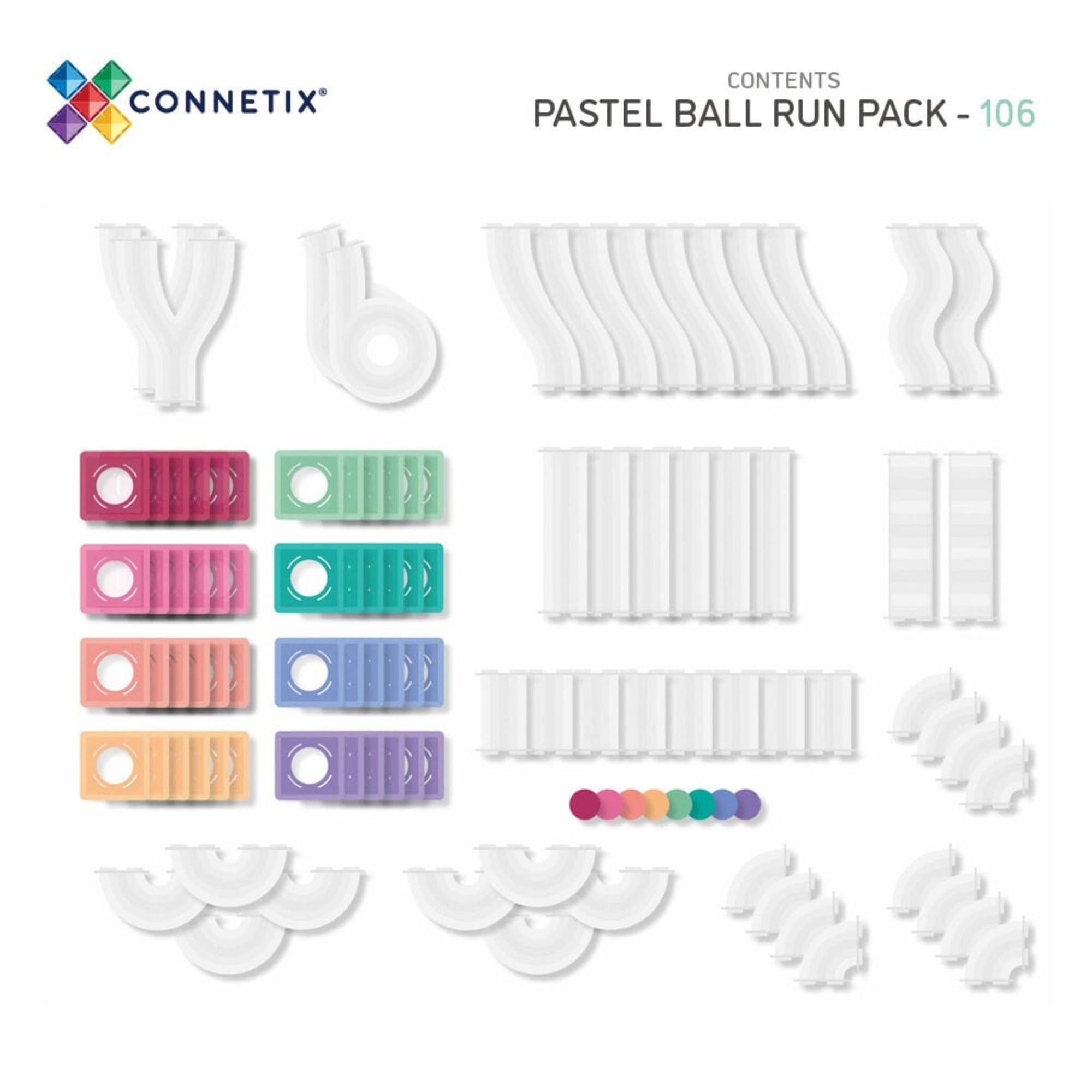 Connetix 106 piece pastel ball run 