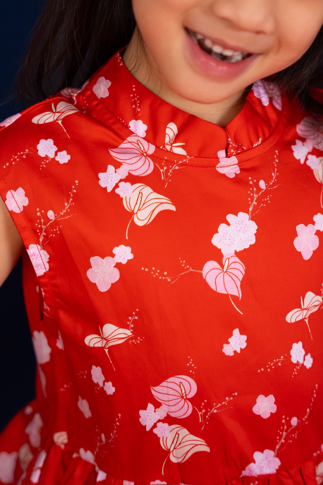 Twirly Cheongsam Red Blossom Lily Elly CNY 2024 The Elly Store