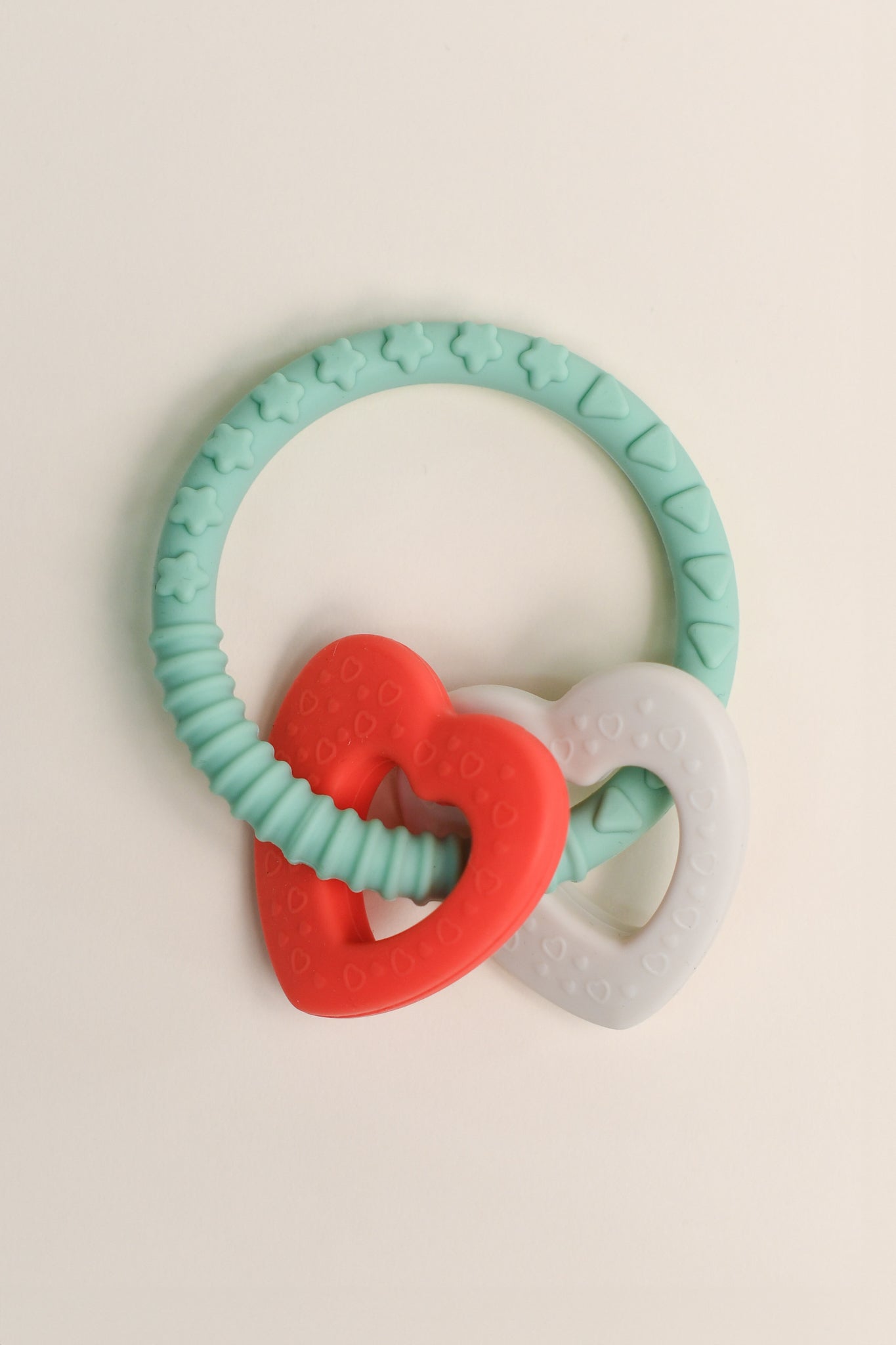 Olive Double Heart Teething Ring | The Elly Store 