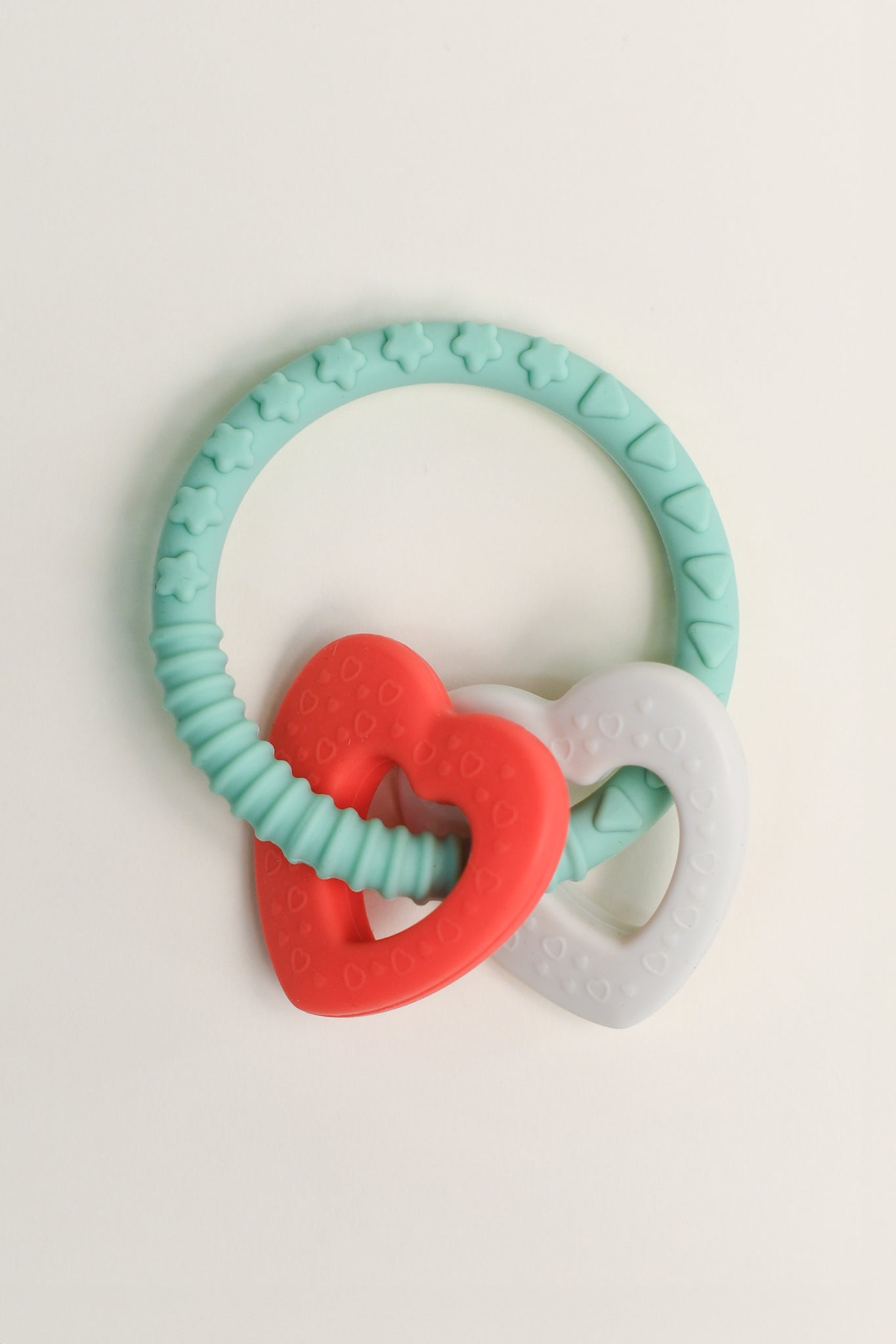 Olive Silicone Toys | Double Heart Teething Ring