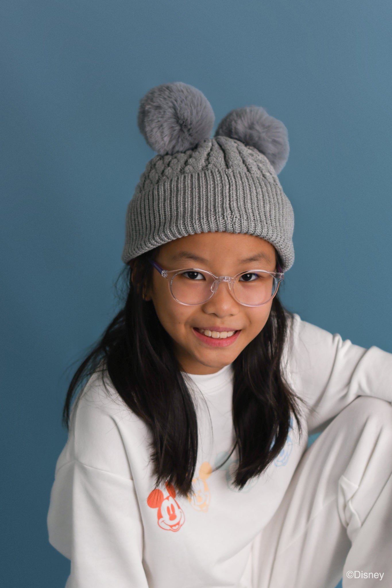 Double-Pom Beanie - Grey