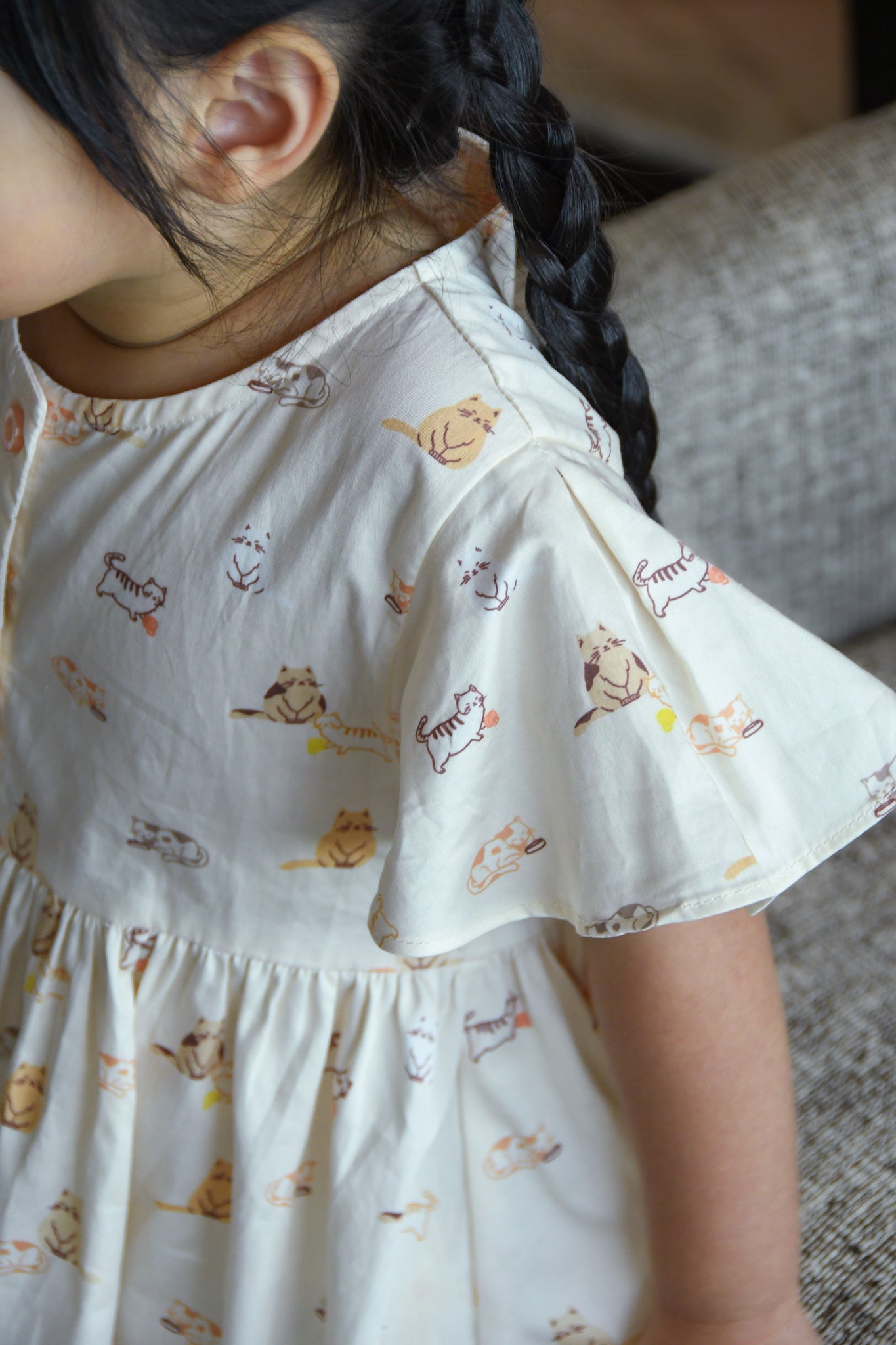 Claire Dress - Cream Latte Cats | The Elly Store