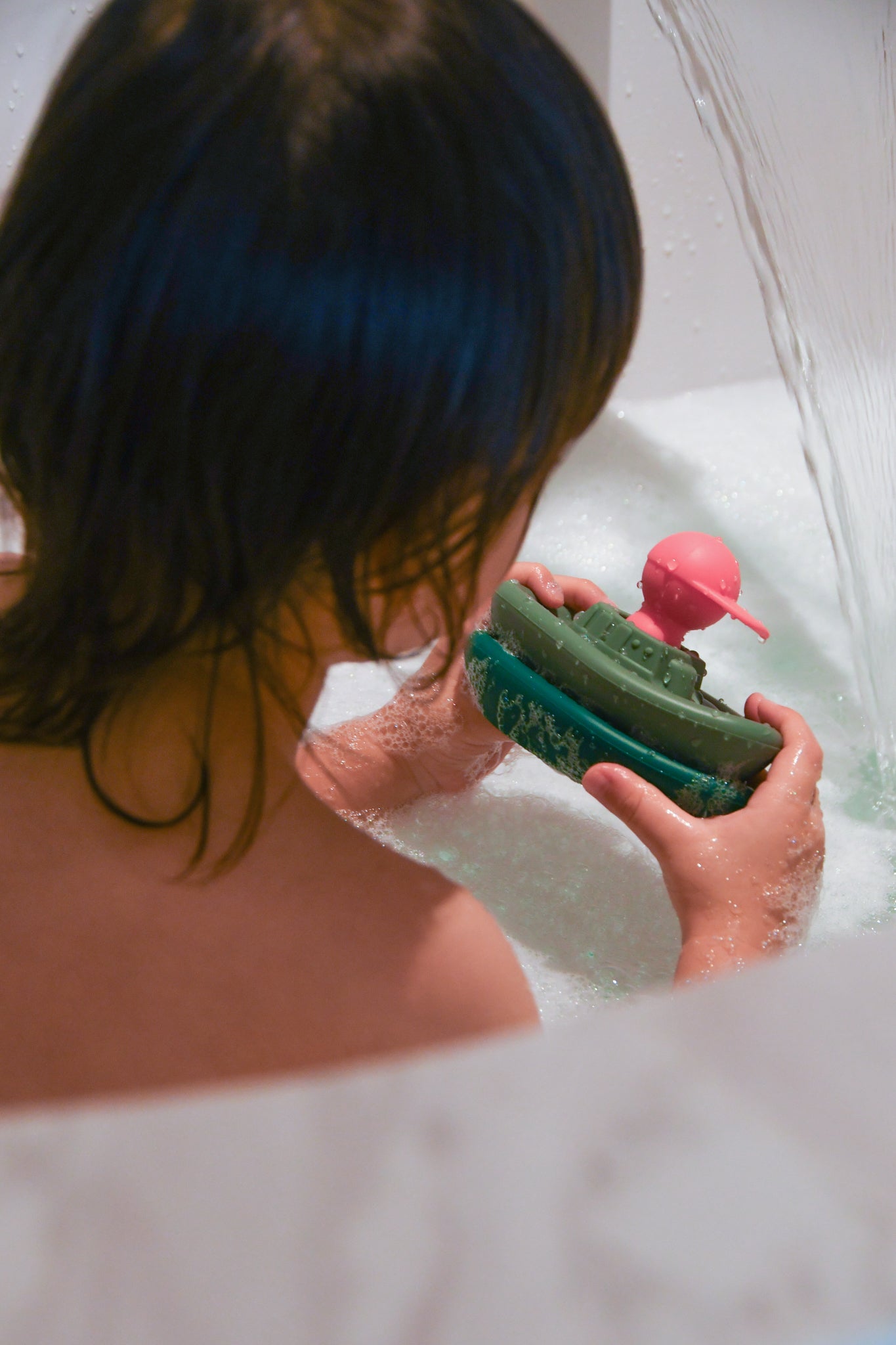 Olive Man in Boat Bath Toy - Green/Sage | The Elly Store