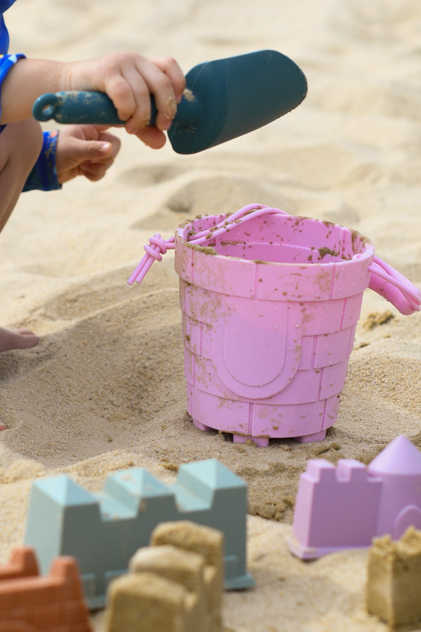 Olive | Silicone Sandcastle Beach Bucket - Pink | The Elly Store 