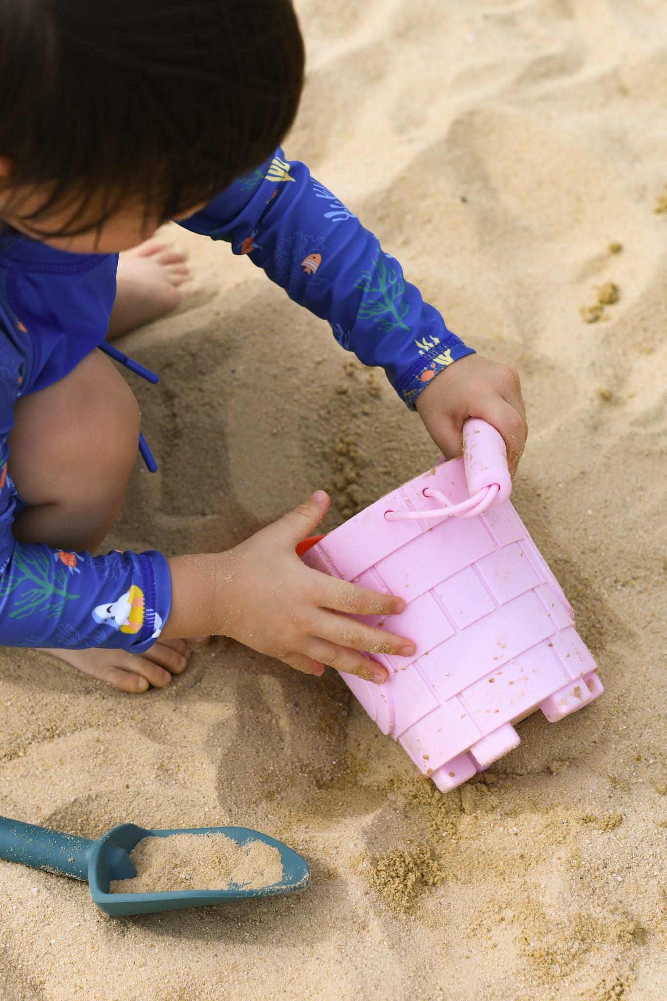 Olive | Silicone Sandcastle Beach Bucket - Pink | The Elly Store 