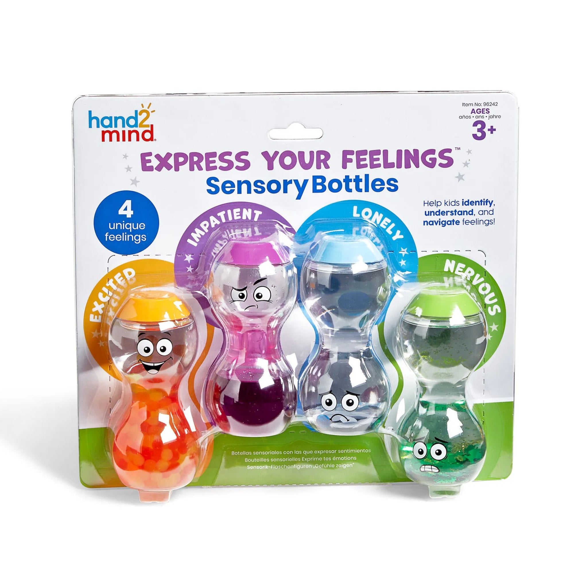 hand2mind Express Your Feelings® Sensory Bottles - Excited, Nervous, Lonely, and Impatient | The Elly Store