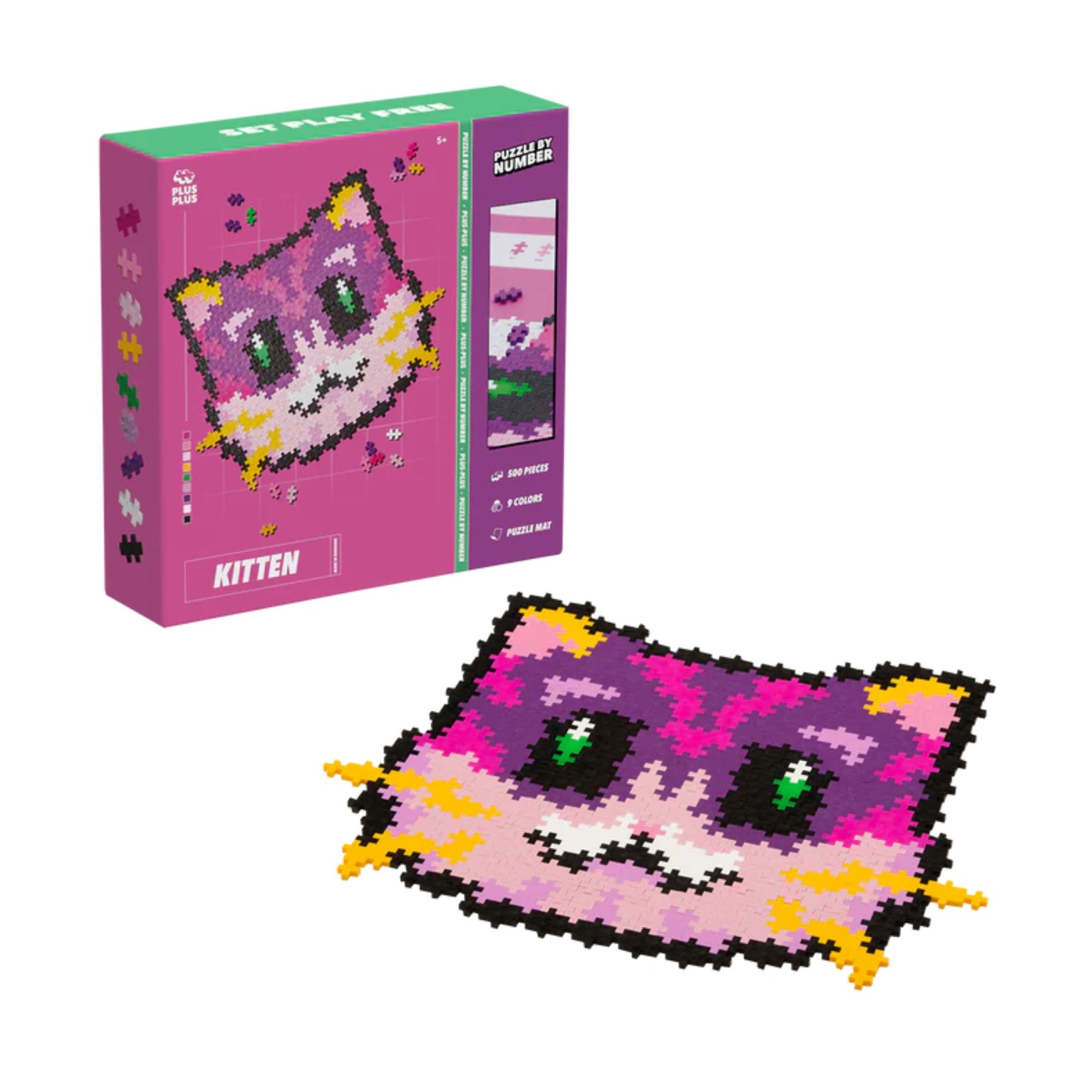 Plus Plus Puzzle By Number - Kitten 500pcs | The Elly Store