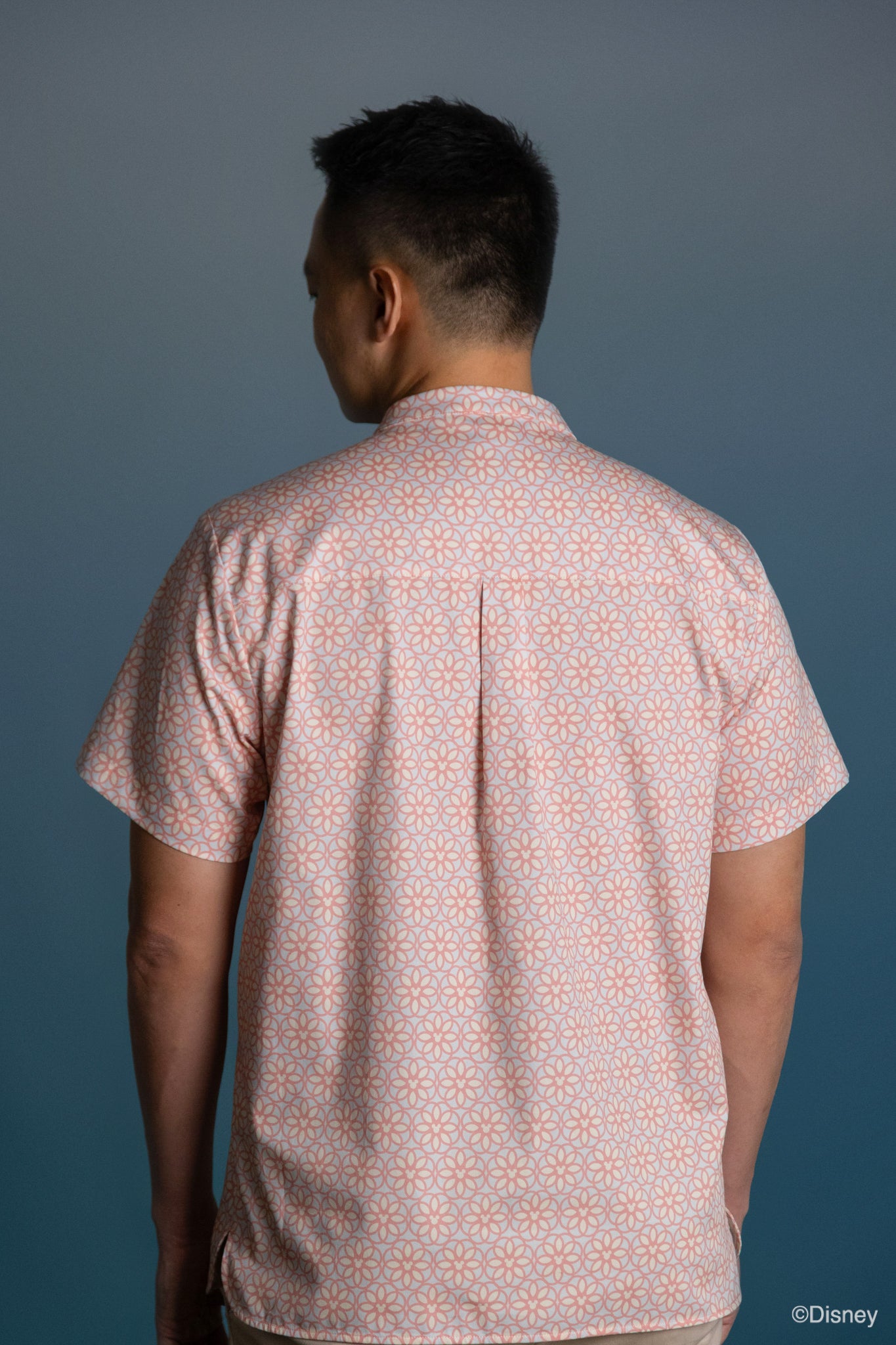 Men's Mandarin-collared Shirt - Mickey Honeycomb Tiles