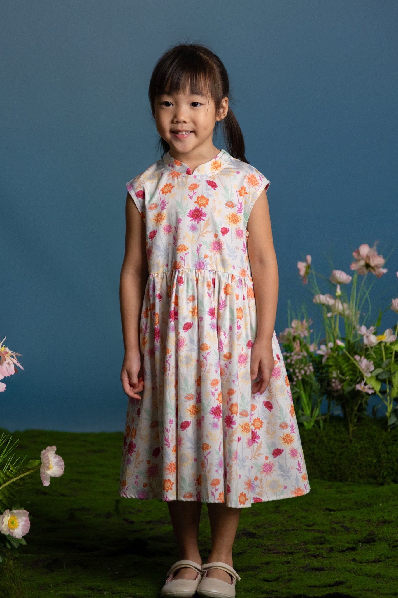 Twirly Cheongsam - Colourful Chrysanthemums