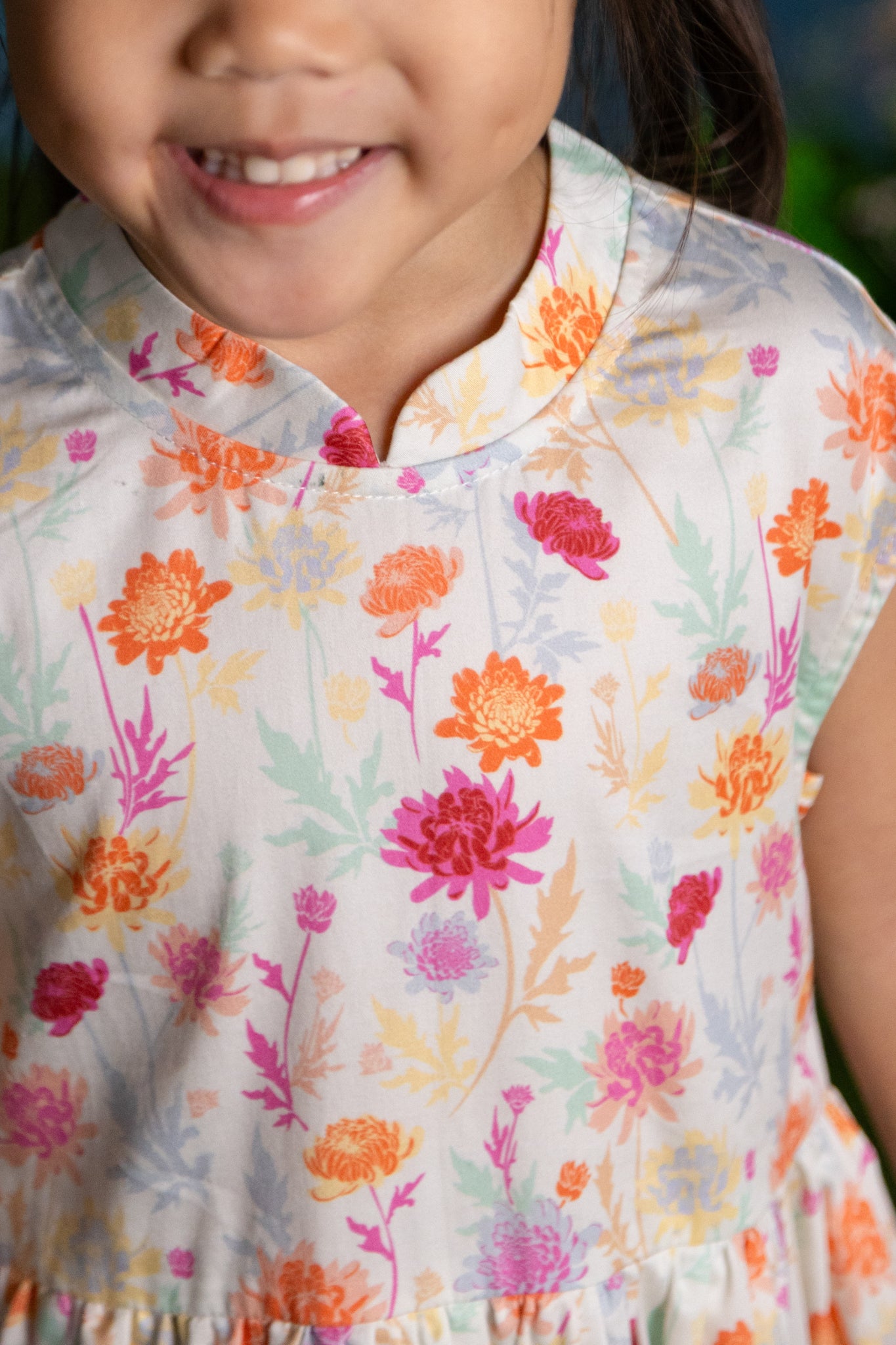 Twirly Cheongsam - Colourful Chrysanthemums