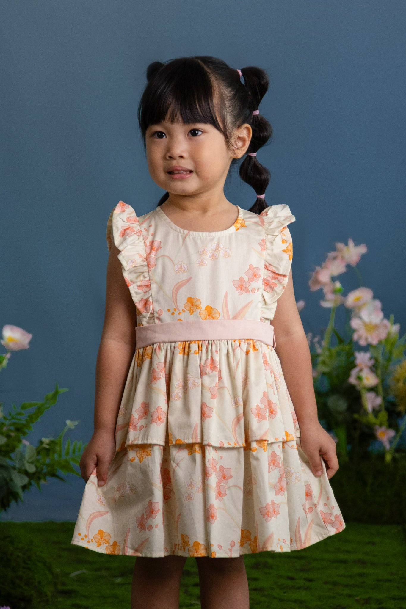 Aria Dress - Cream Orchid Garden