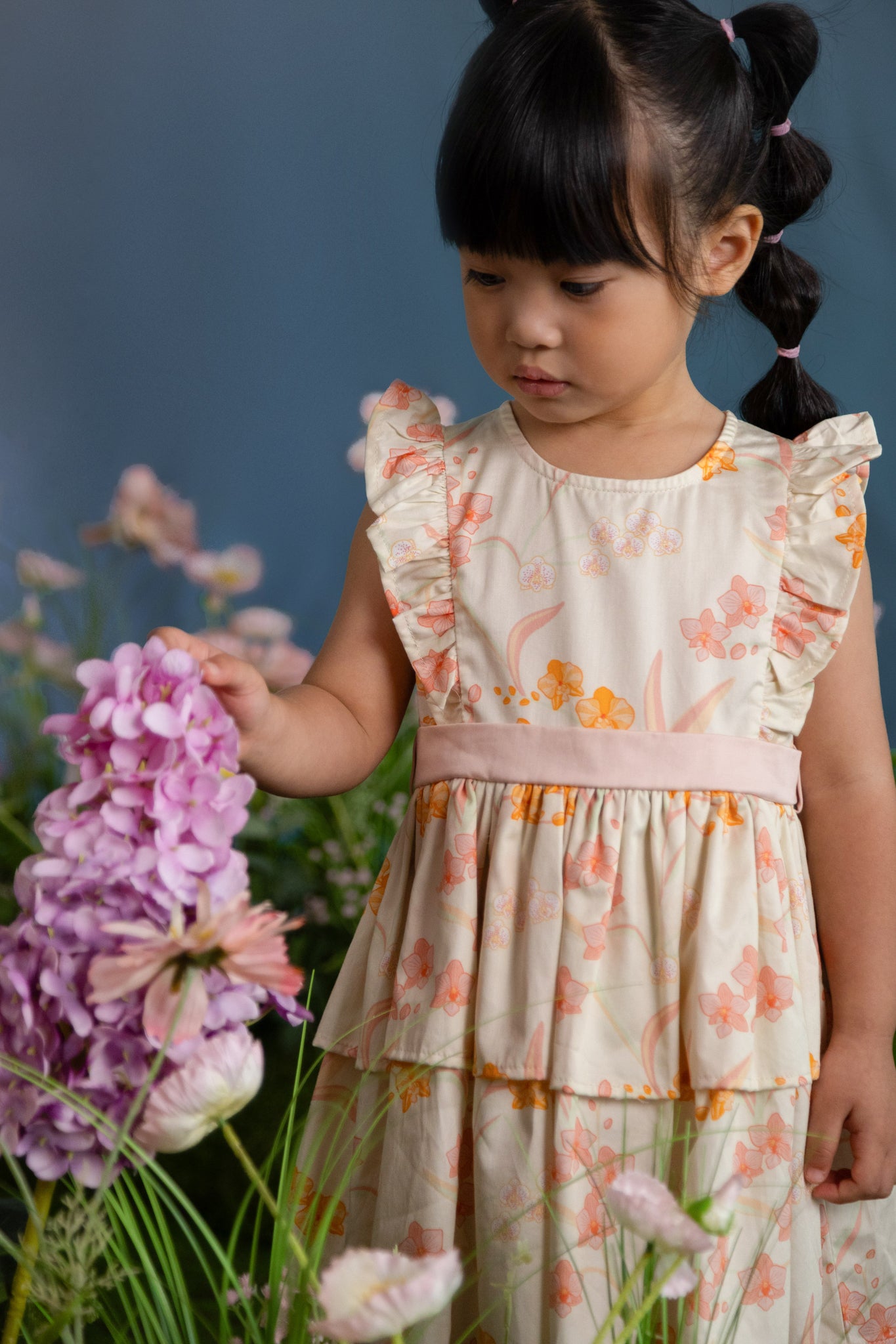 Aria Dress - Cream Orchid Garden