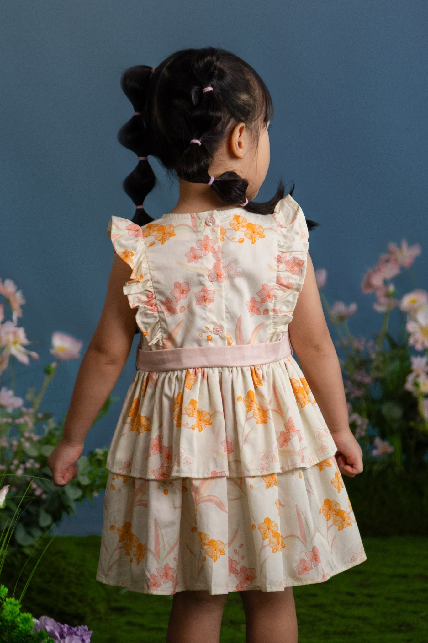 Aria Dress - Cream Orchid Garden