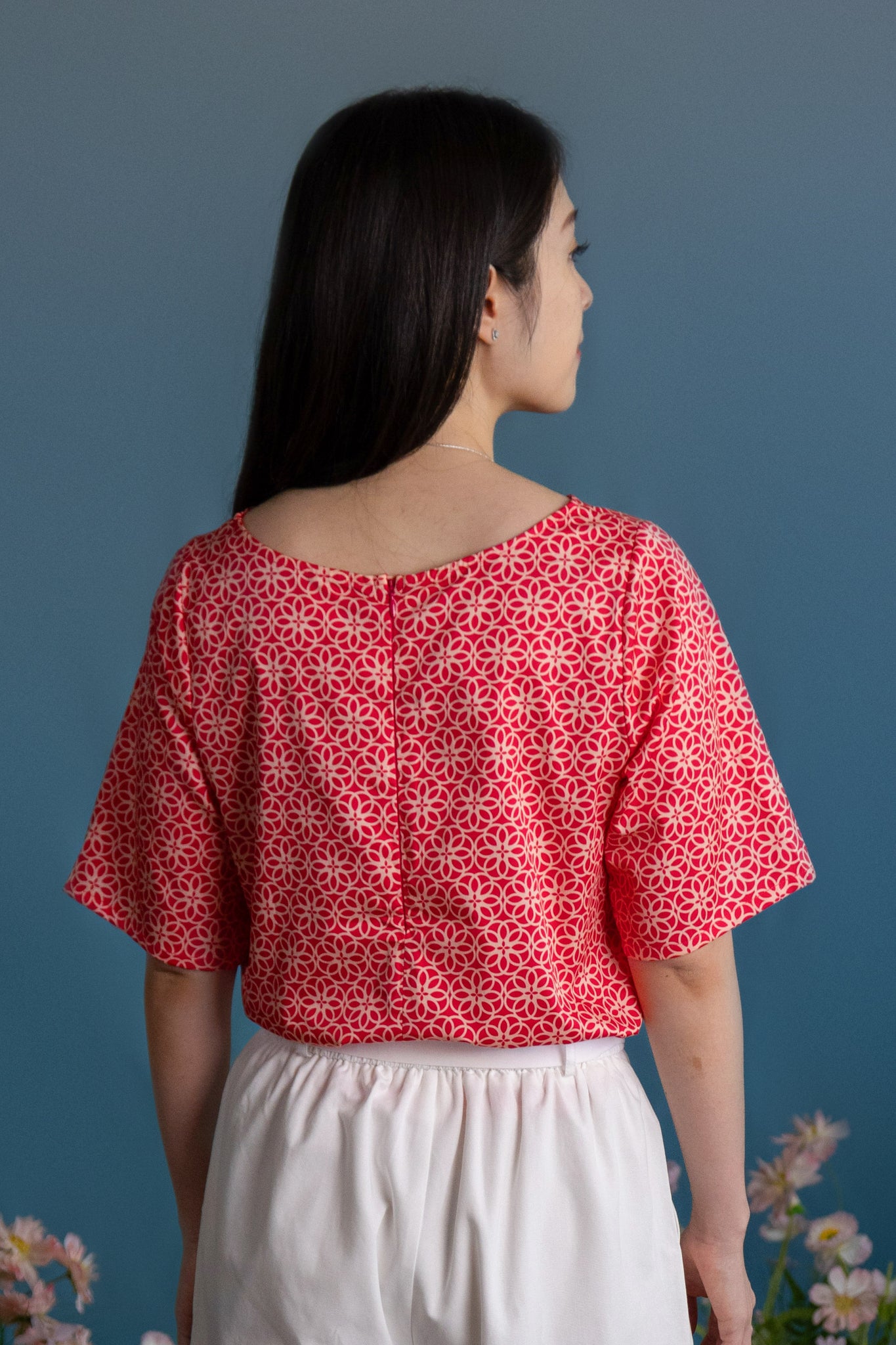 Ladies Kelly Top - Red Honeycomb Tiles