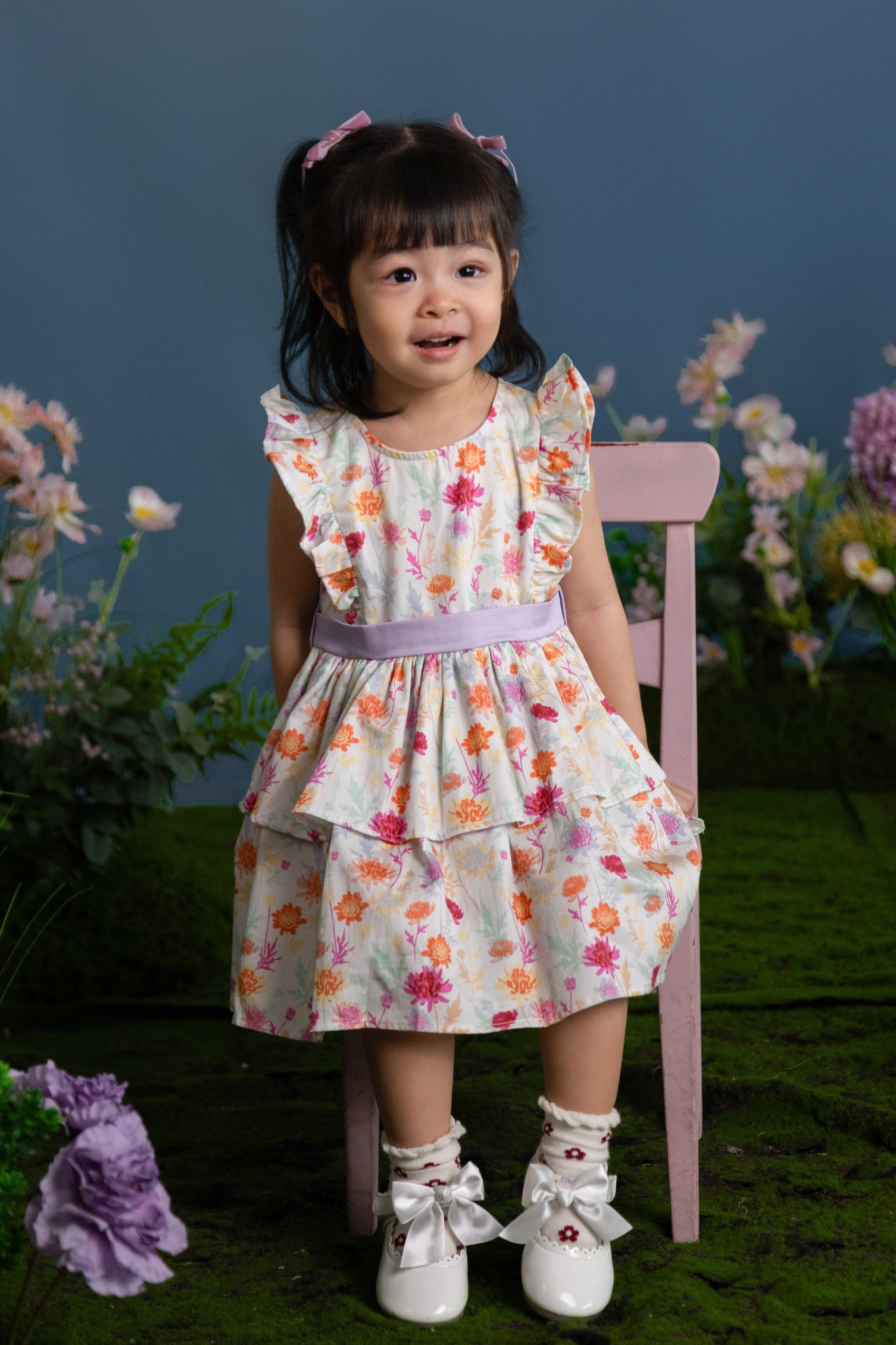 Aria Dress - Colourful Chrysanthemums