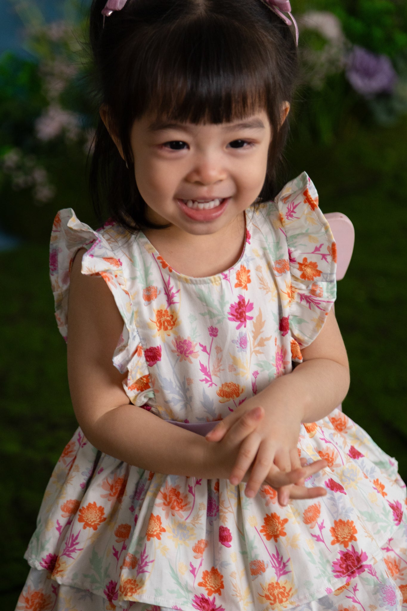 Aria Dress - Colourful Chrysanthemums