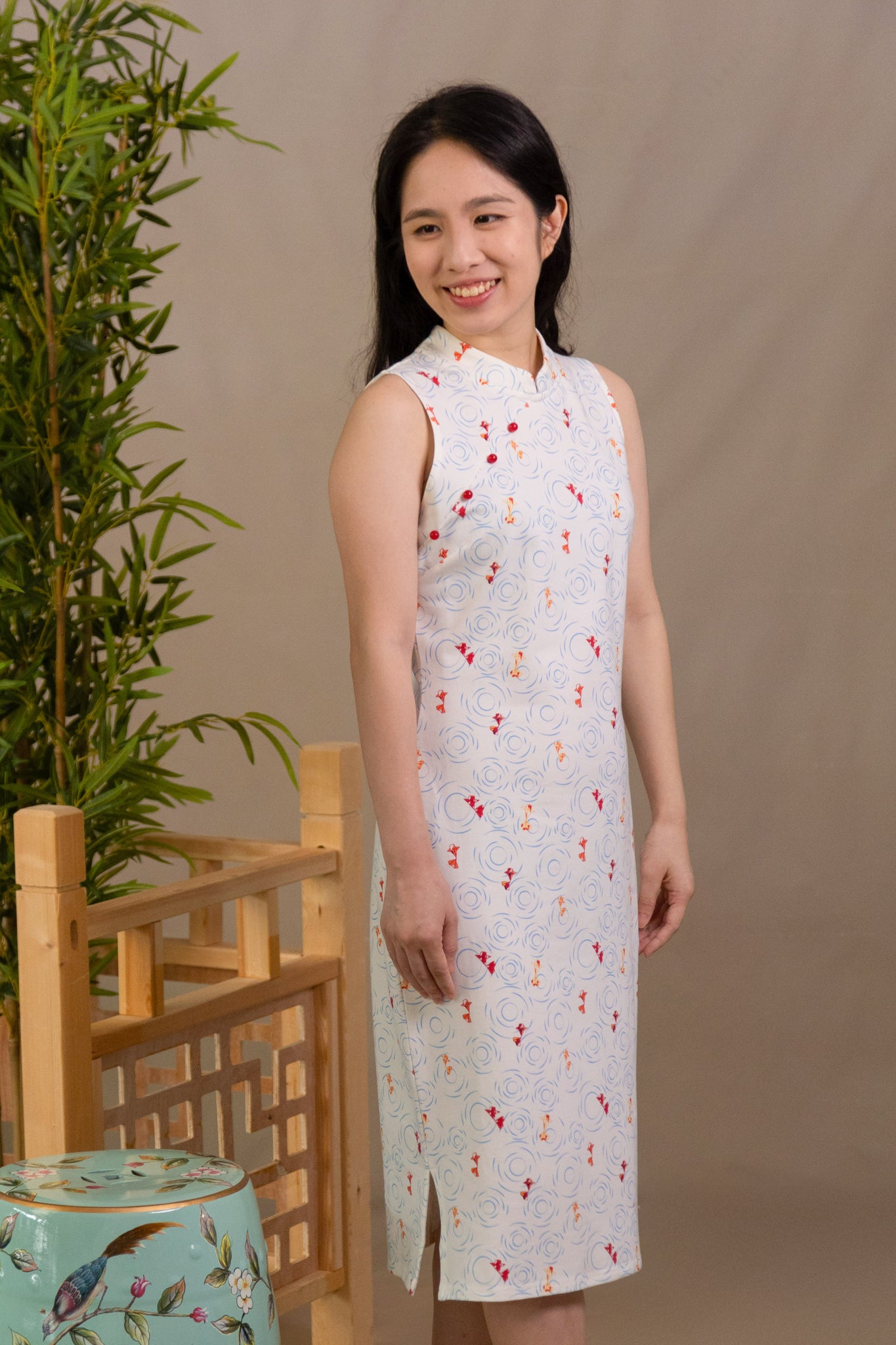 Ladies Mini Harper Cheongsam - Origami Goldfish