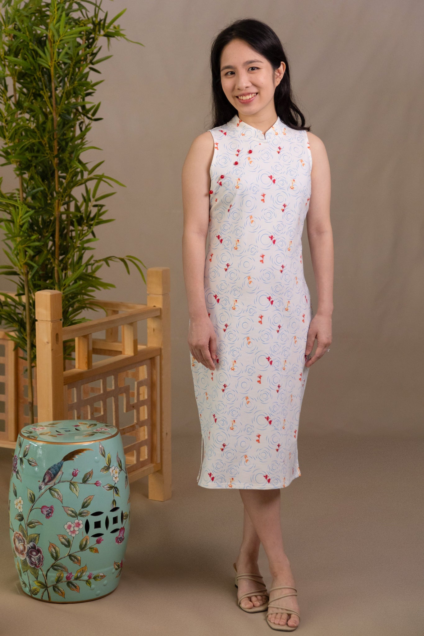 Ladies Mini Harper Cheongsam - Origami Goldfish