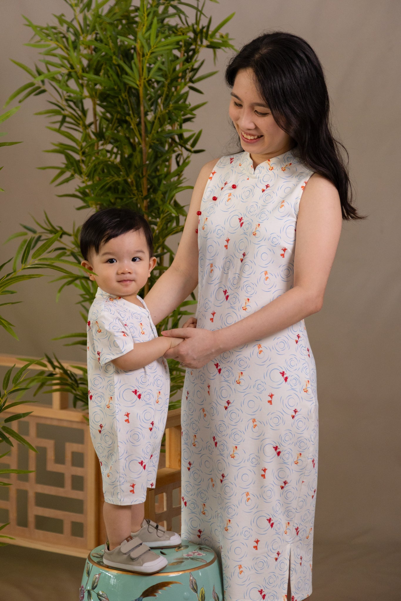 Ladies Mini Harper Cheongsam - Origami Goldfish