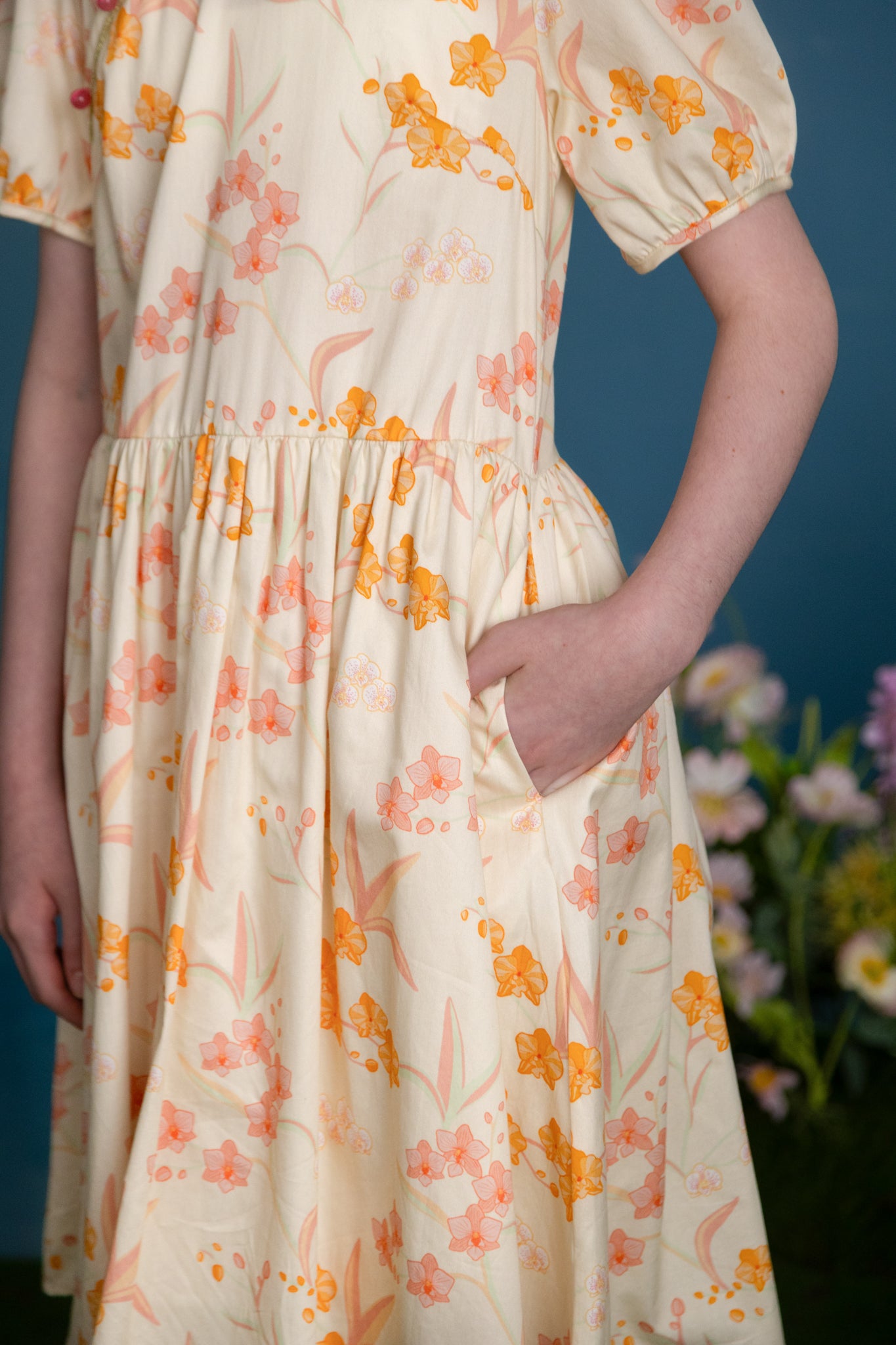 Giselle Cheongsam - Cream Orchid Garden