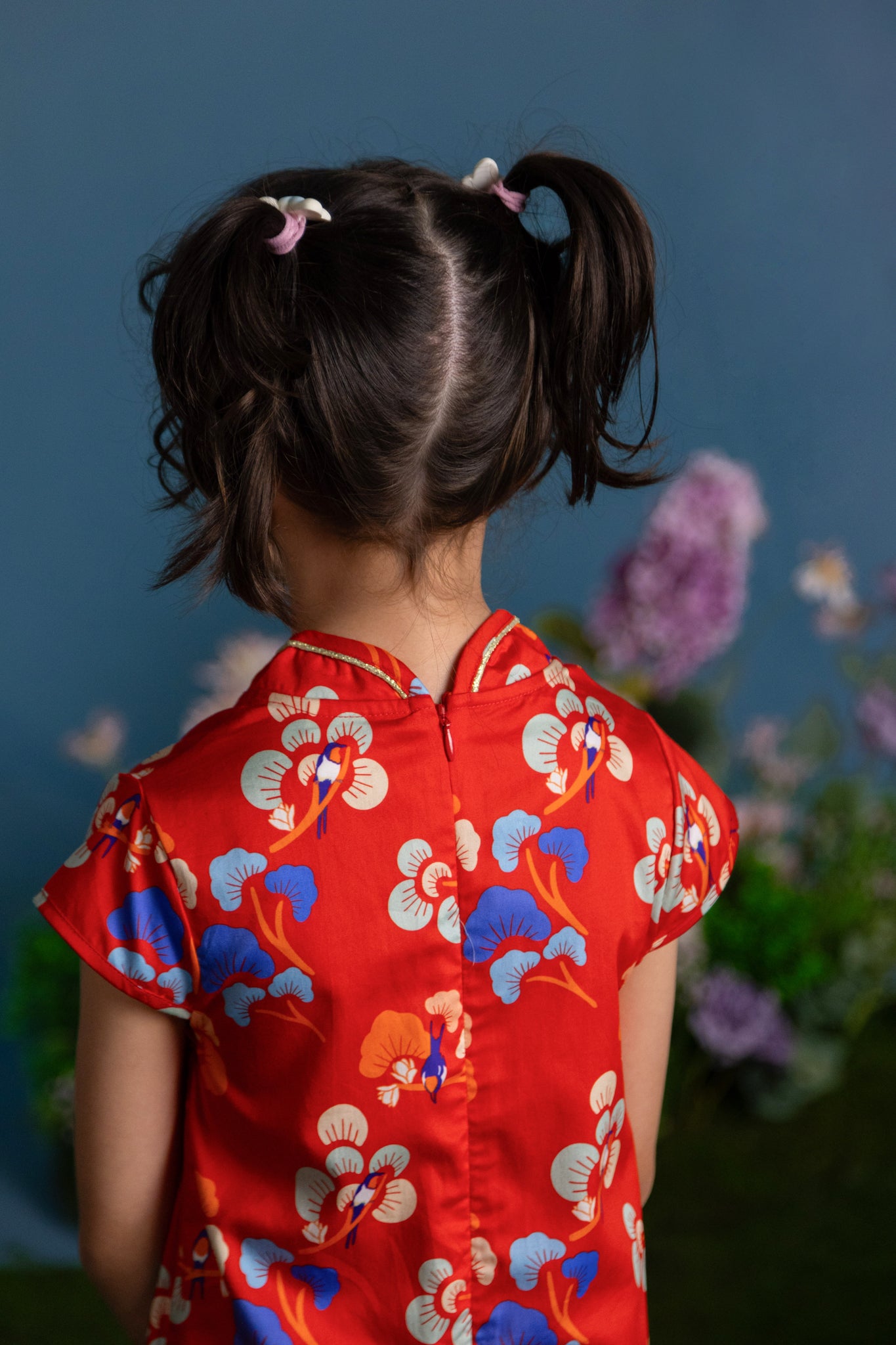 Cheongsam - Red Tree Songbirds