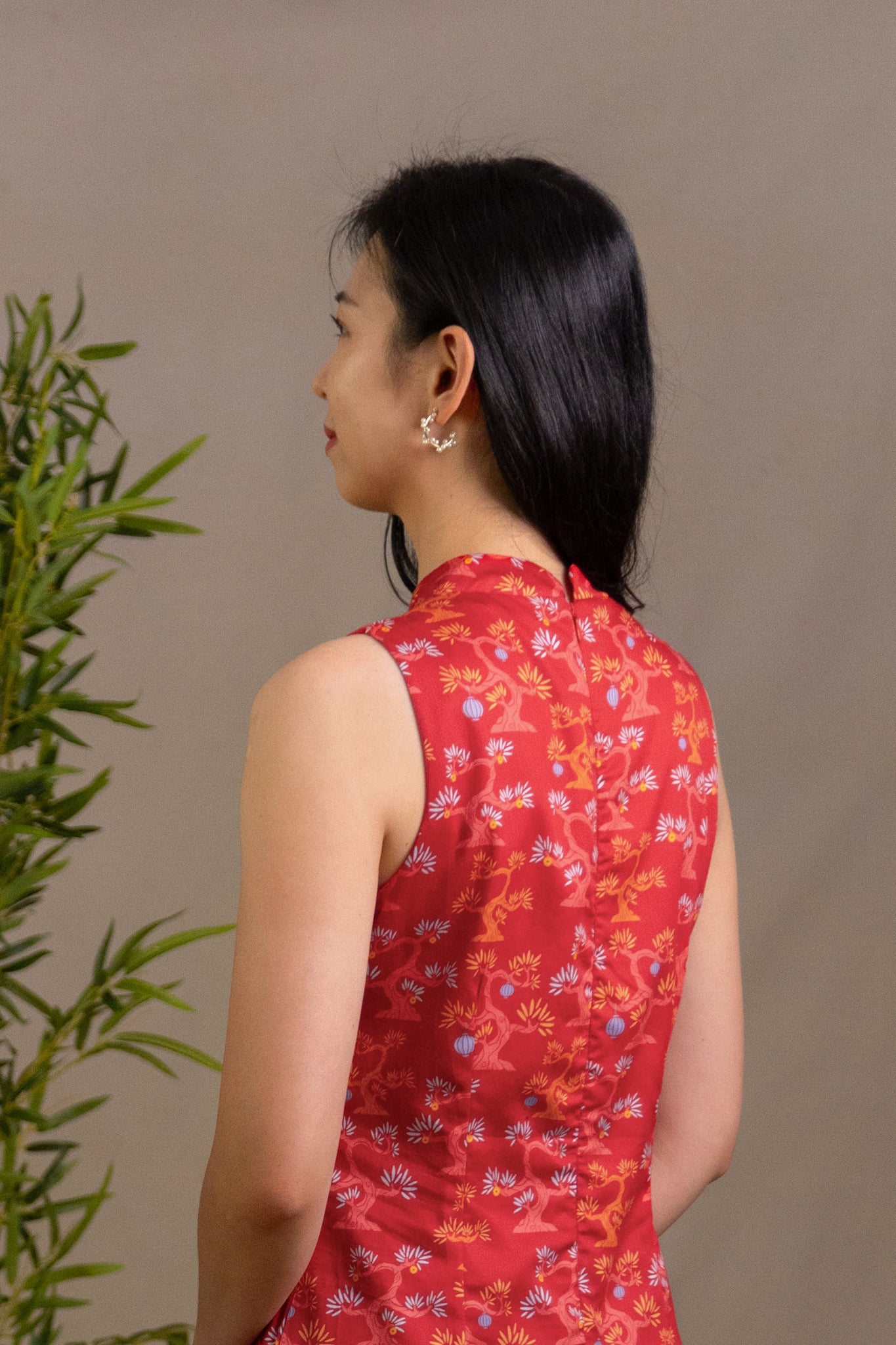 Ladies Mini Peony Cheongsam - Red Lucky Bonsai