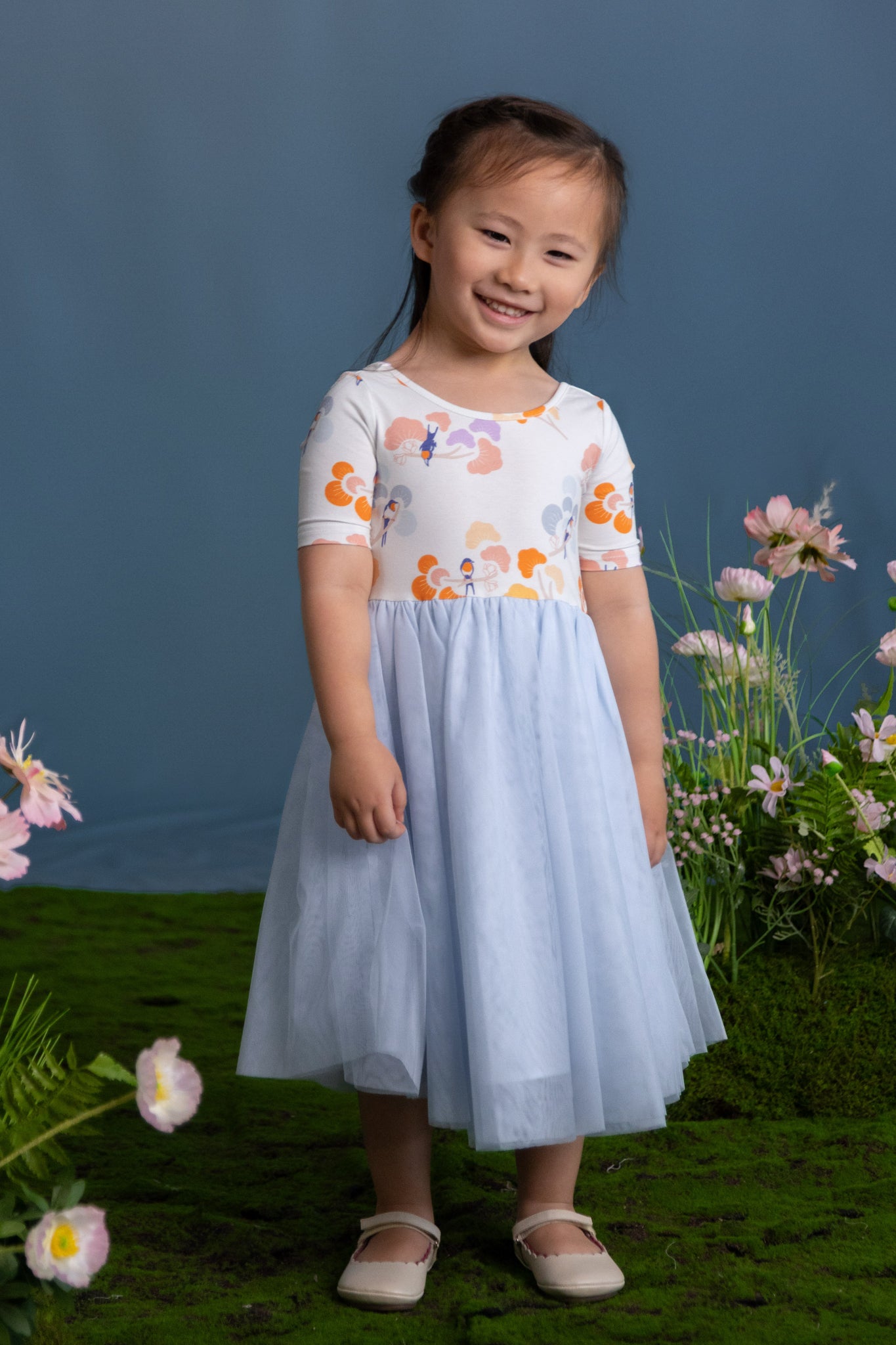 Lyla Dress - Pastel Tree Songbirds