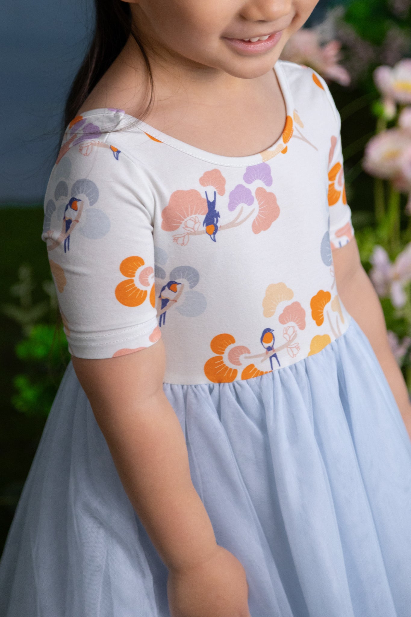 Lyla Dress - Pastel Tree Songbirds