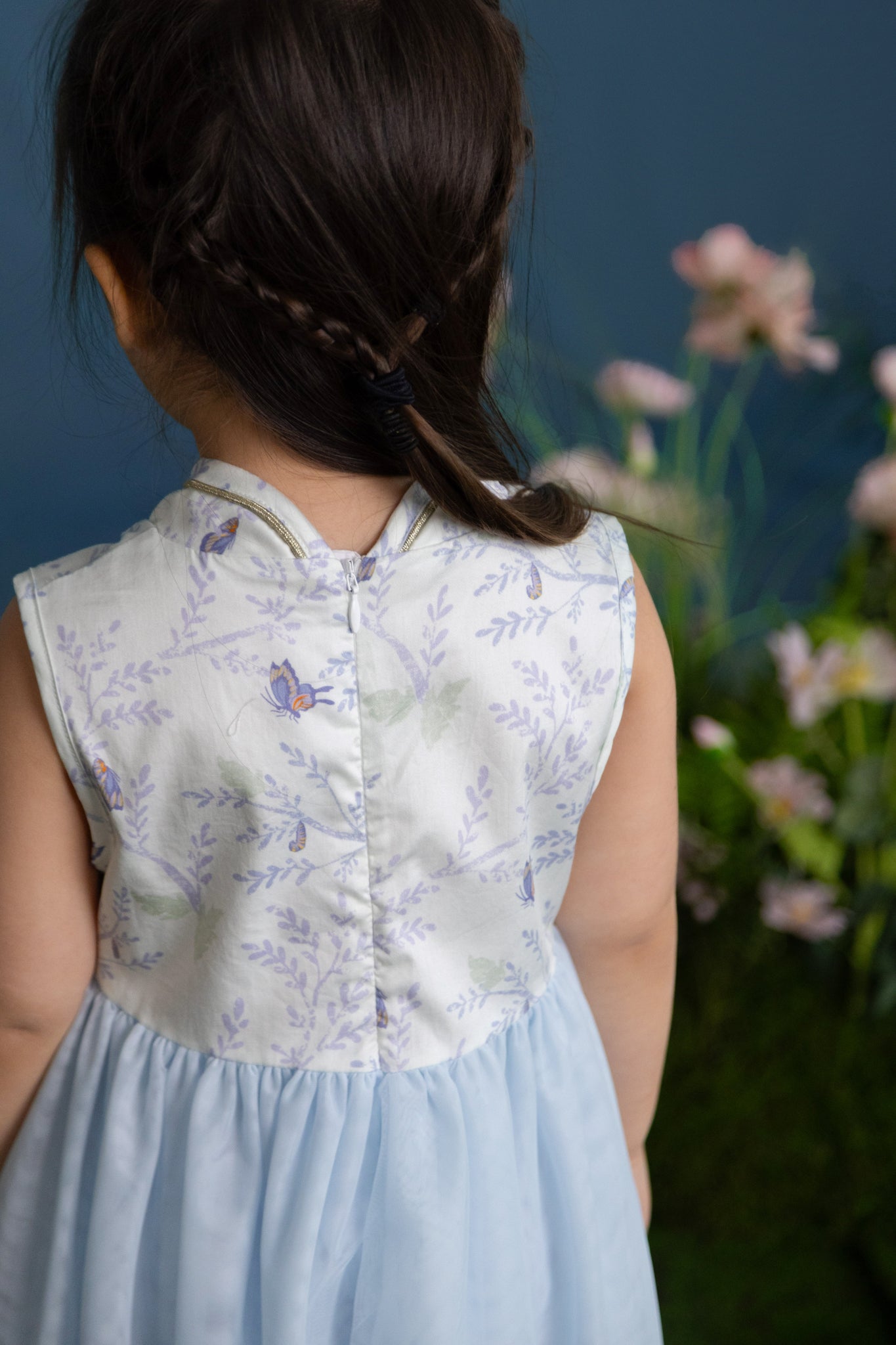 Thea Tulle Cheongsam - Blue Flutter Spring