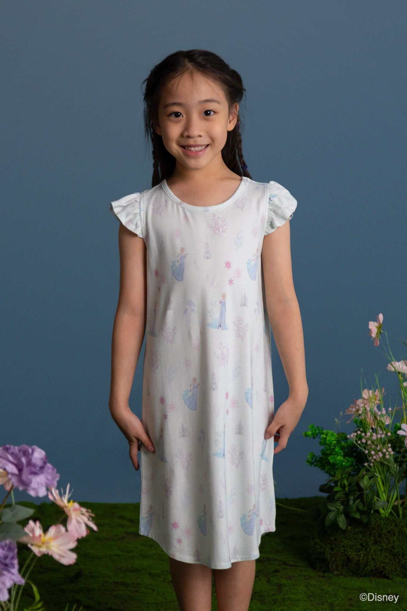 Girls&#39; Flutter Nightgown - Blue Floral Elsa