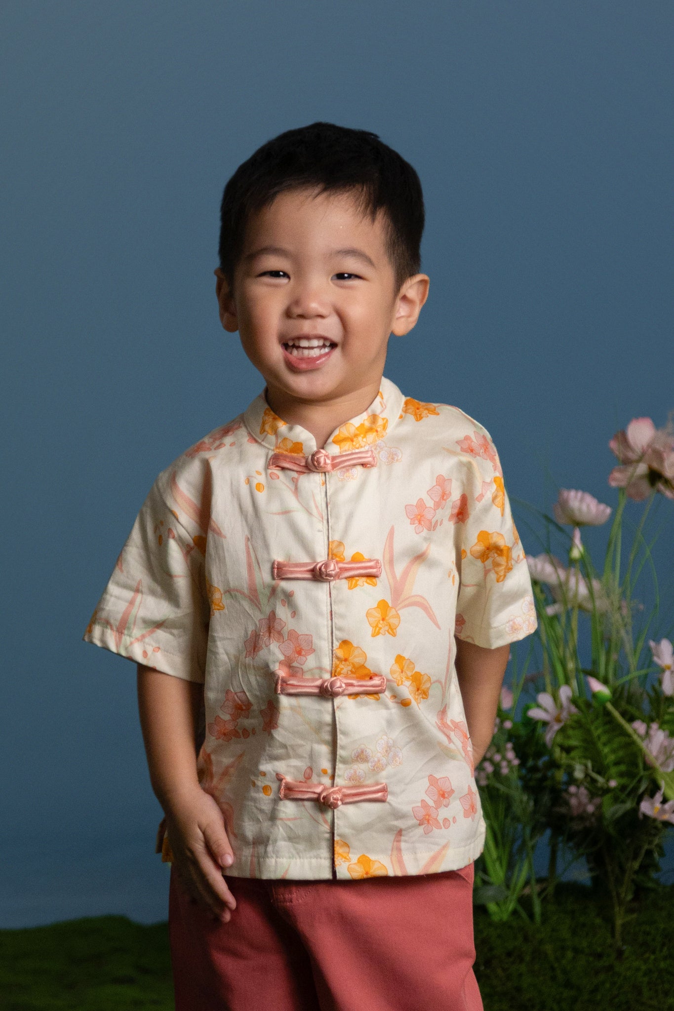 Tang Shirt - Cream Orchid Garden