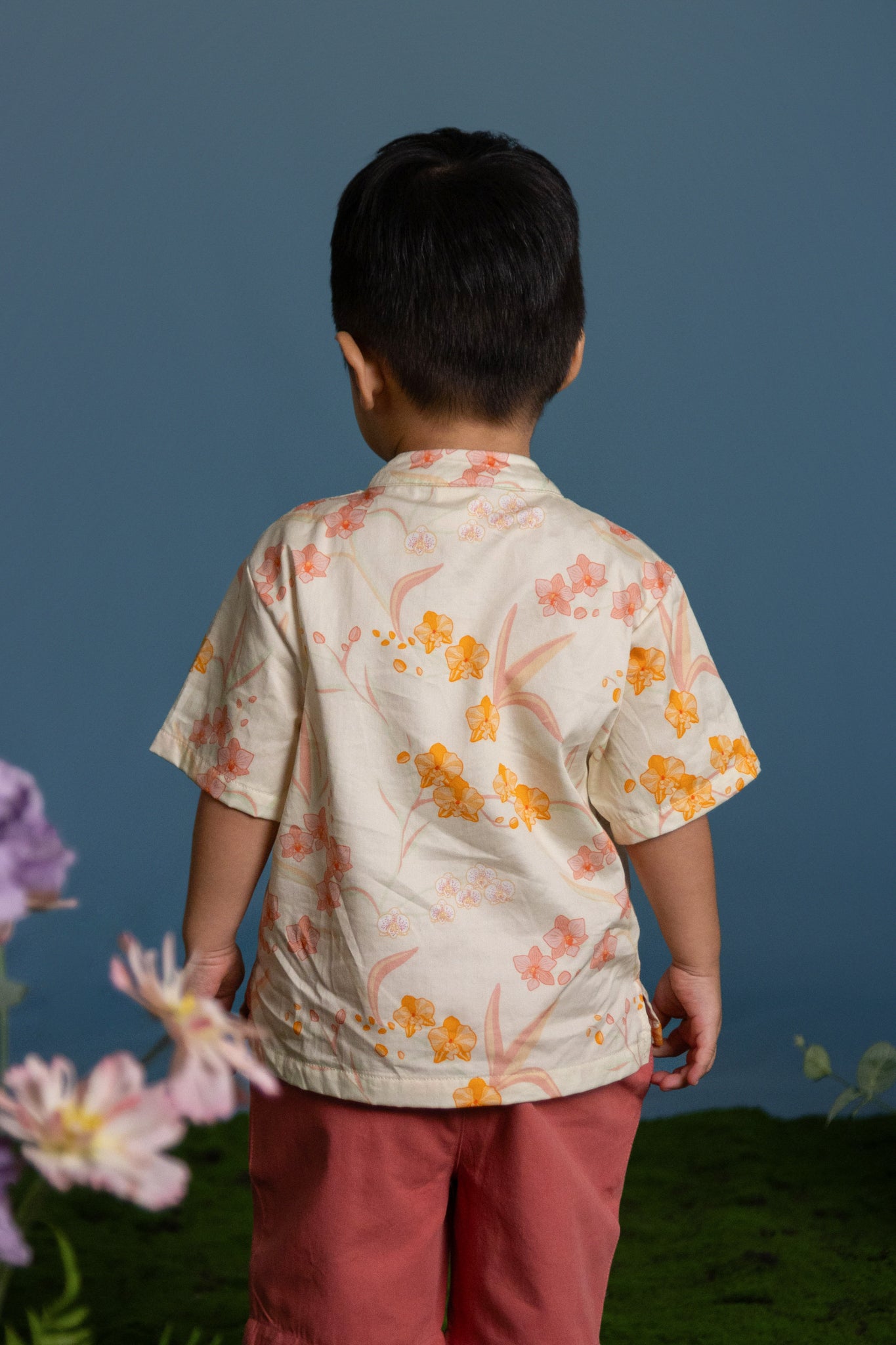 Tang Shirt - Cream Orchid Garden