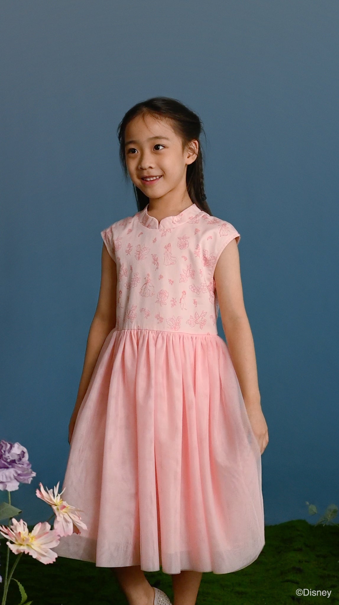 Twirly Tulle Cheongsam - Pink Floral Princess