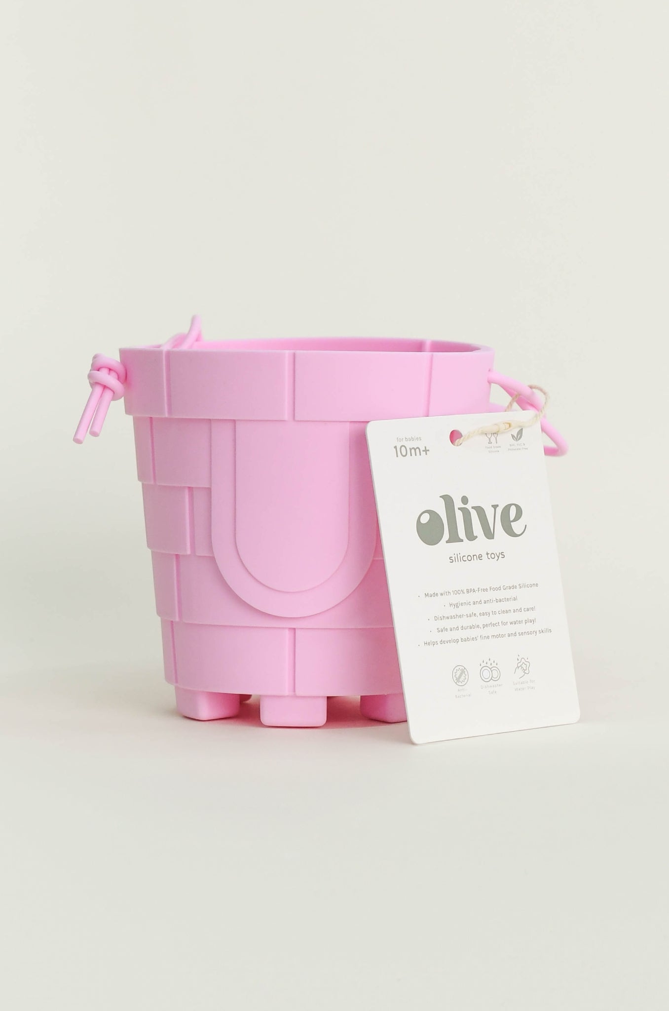 Olive | Silicone Sandcastle Beach Bucket - Pink | The Elly Store 