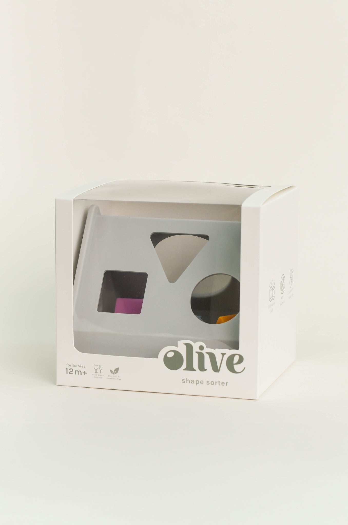 Olive | Shape Sorting House - Grey | The Elly Store