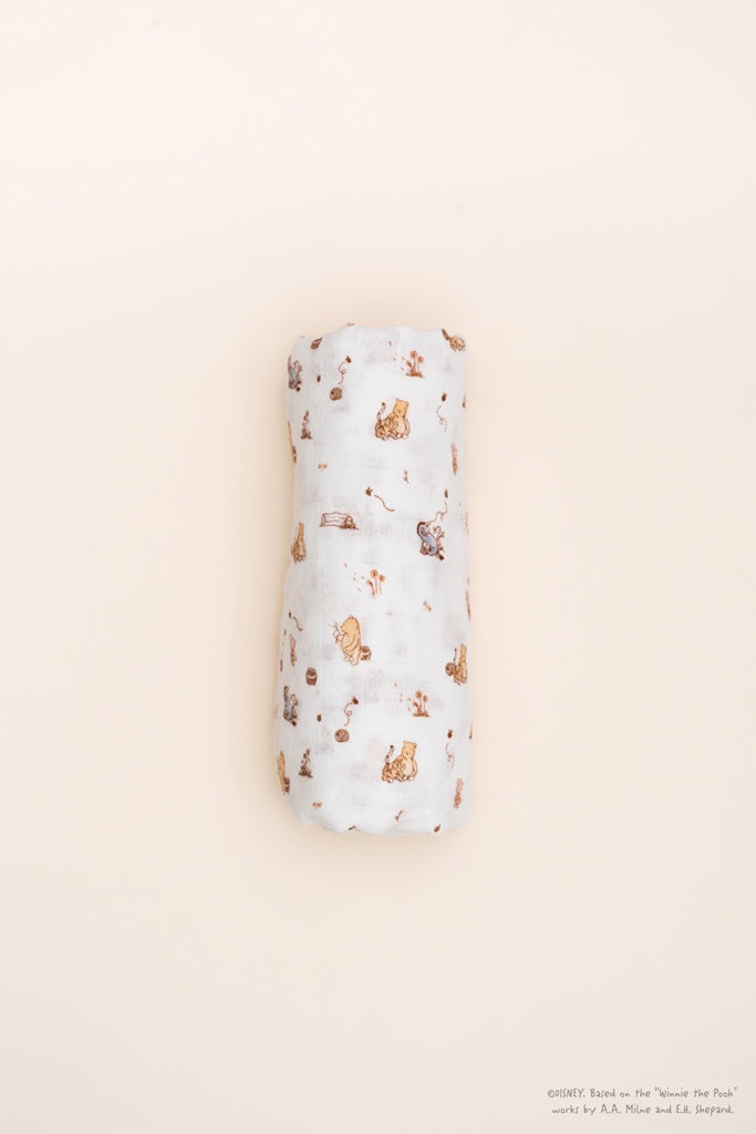 Disney x elly Organic Cotton Swaddle - Dandelion Pooh | Ideal for Newborn Baby Gifts | The Elly Store Singapore