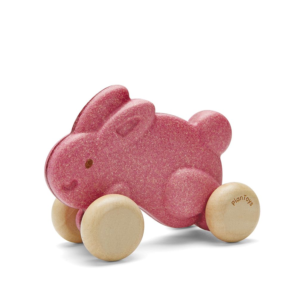 Plan Toys - Push Along Bunny Pink (side)